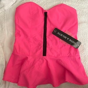 Strapless pink top